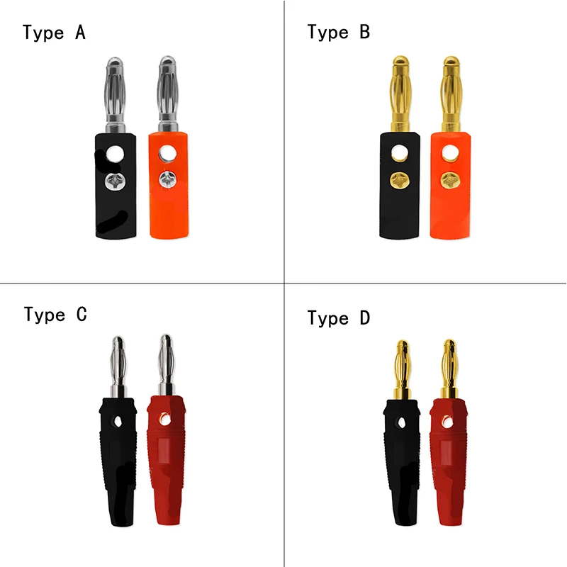 10 Uds. Conector Banana de 4mm tornillo de altavoz de Audio adaptador de conector de placa dorada sin soldadura Color negro rojo C5 - imagen 2