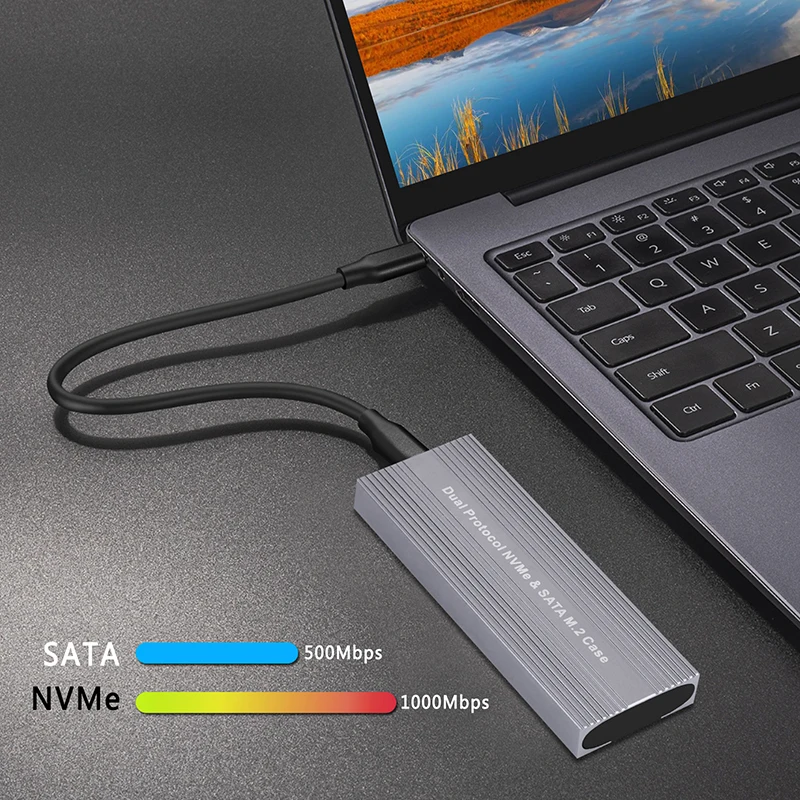 Caja M.2 NVME SATA SSD, protocolo Dual, Chip JMS581D, 10Gbps, USB 3,2 GEN2 tipo C, caja externa M2 SSD, herramienta clave M/B + M gratis - imagen 2