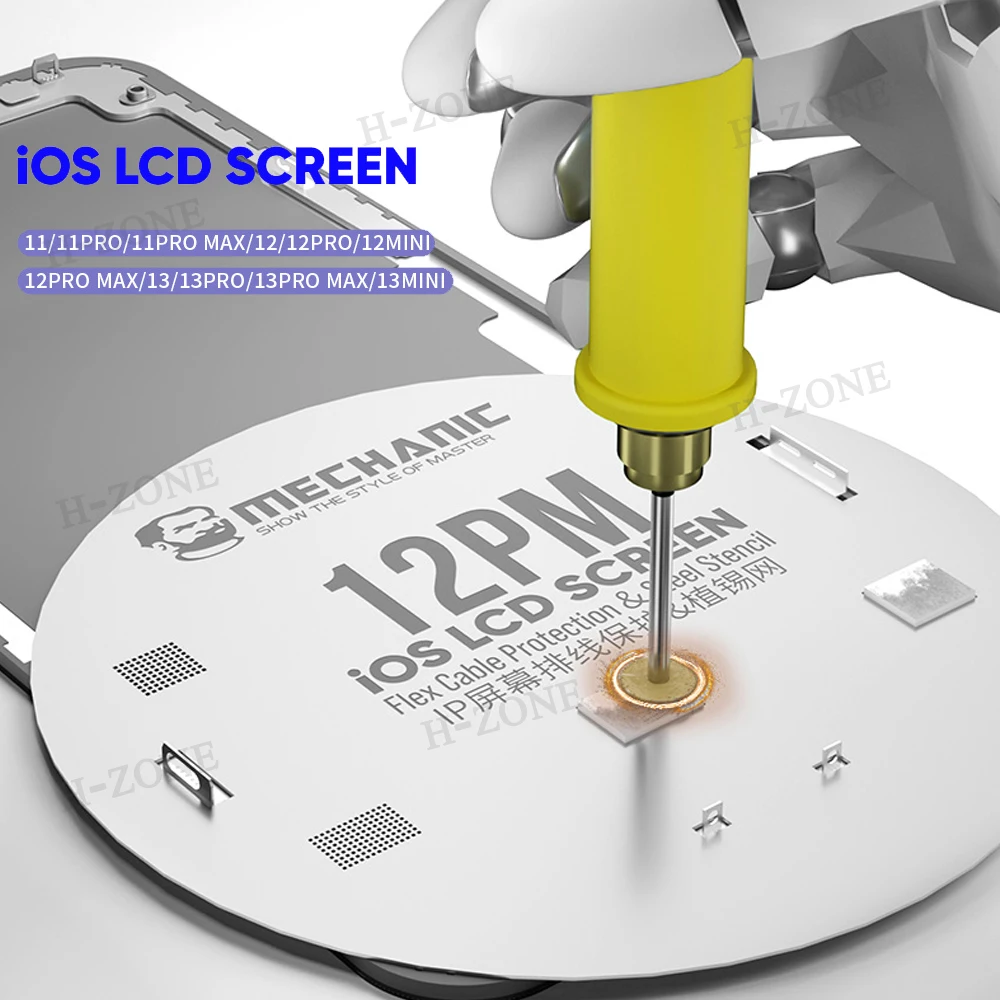 Mechanic-plantilla de acero UFO, protección de pantalla LCD para iPhone 11, 12, 13, mini Pro Max, IC, pulido de pantalla, reparación emergente, 10 unidades - imagen 3
