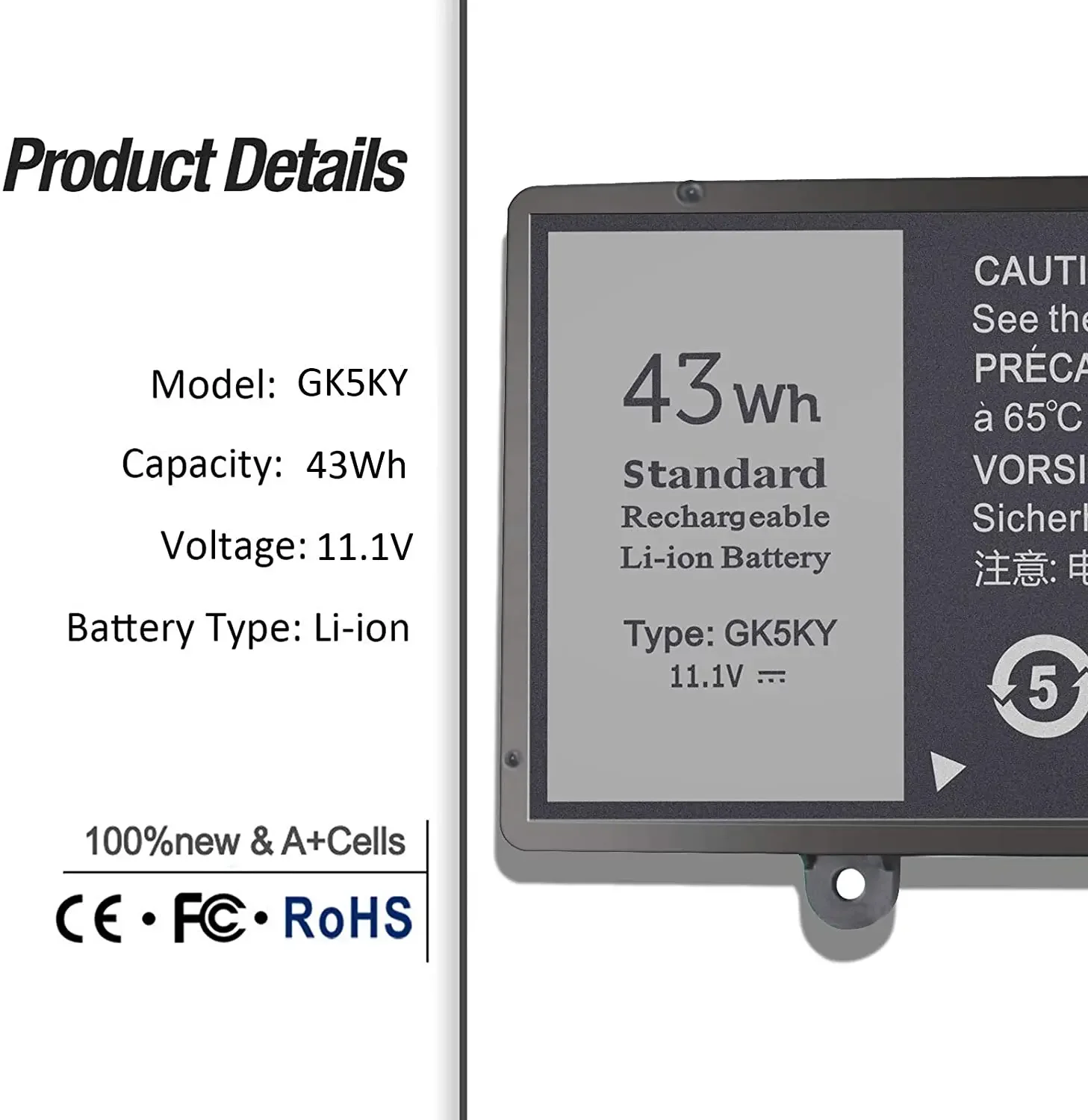 GK5KY batería del ordenador portátil para Dell Inspiron 13 "7000 series 7347 7348 7352 7353 7359 11" 3147 3148 15 "7558 04K8YH 92NCT 092NCT 43WH - imagen 5