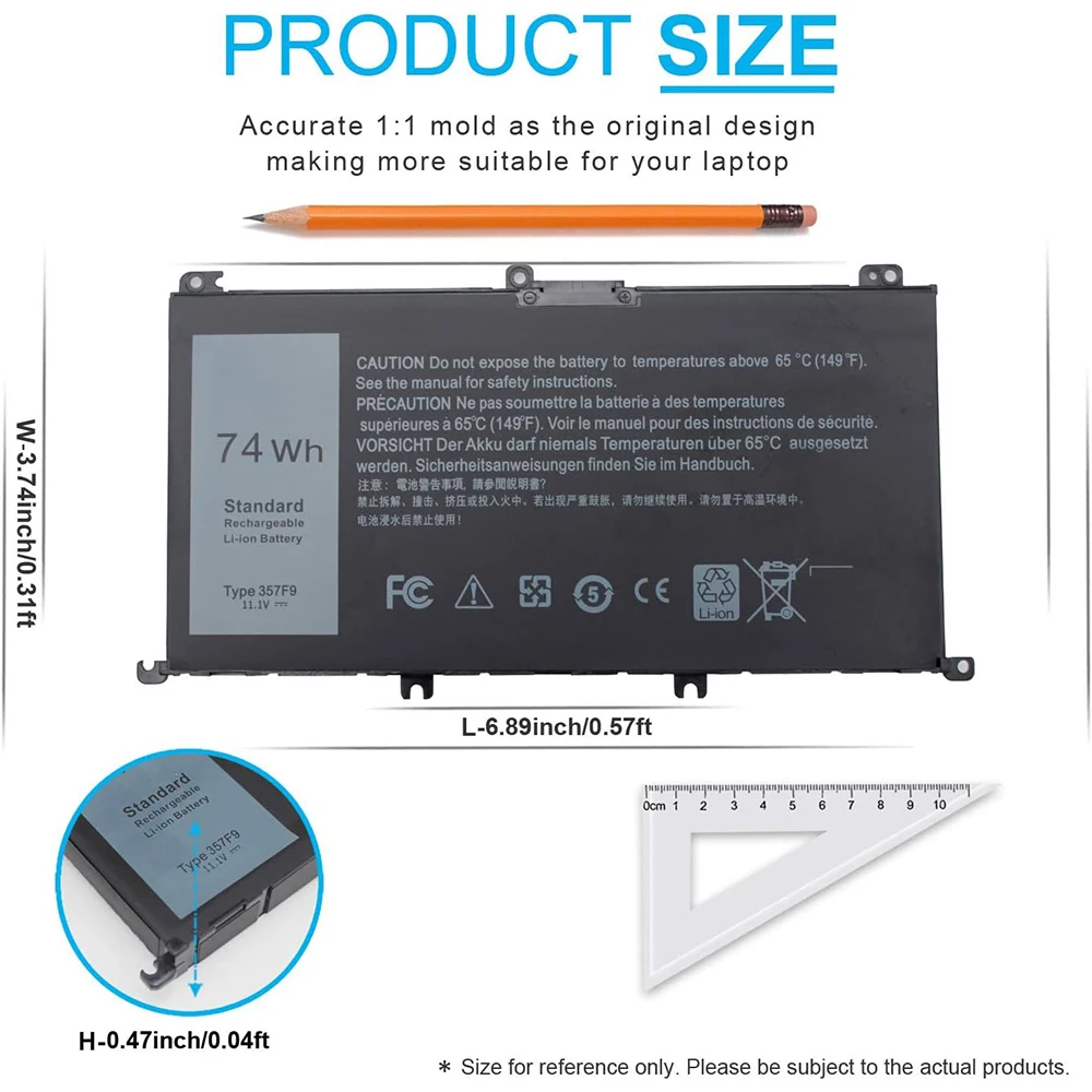 74Wh 357F9 71JF4 Batterie pour ordinateur portable Dell Inspiron 15 7000 Gaming 7559 7557 7567 7566 7759 i7559 15 5576 5577 INS15PD Série 15-7559 071JF4 P57F P65F P65F001 0GFJ6 0357F9 - imagen 5