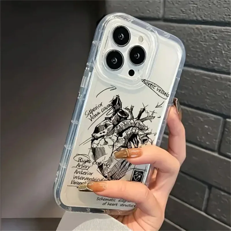Funda de teléfono transparente con forma de corazón de fórmula para iPhone 16 11 12 13 14 15 Pro Max Mini Plus XS X XR Max 7 8 SE 3 Airbag cubierta anticaída - imagen 5