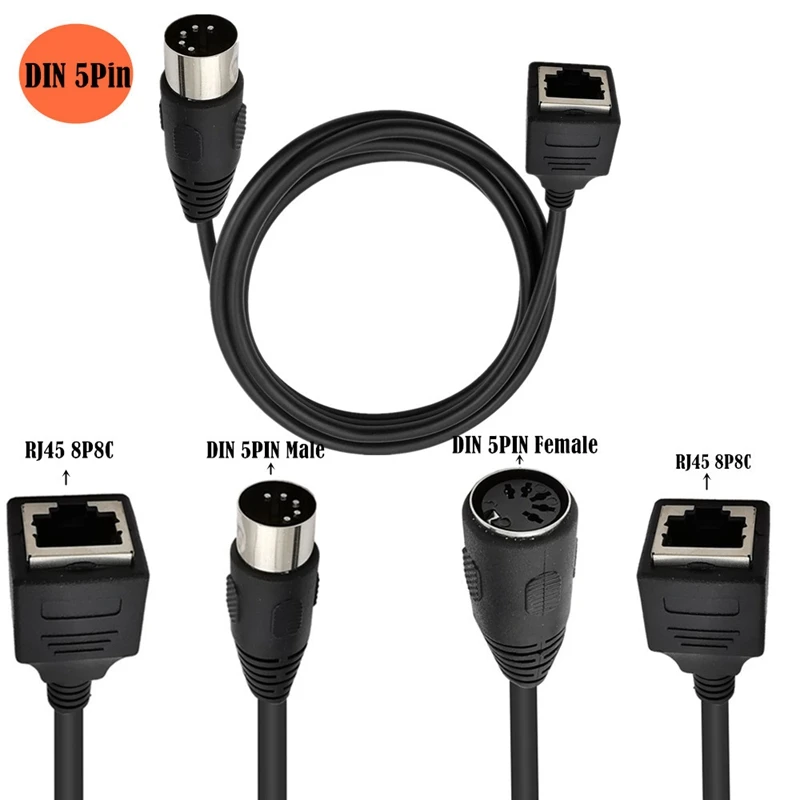 50cm grande DIN 5pin macho a hembra a RJ45 hembra 8p8c Cable de conexión de Audio MIDI a RJ45 Cable adaptador 50cm 100cm 150cm Cable - imagen 3