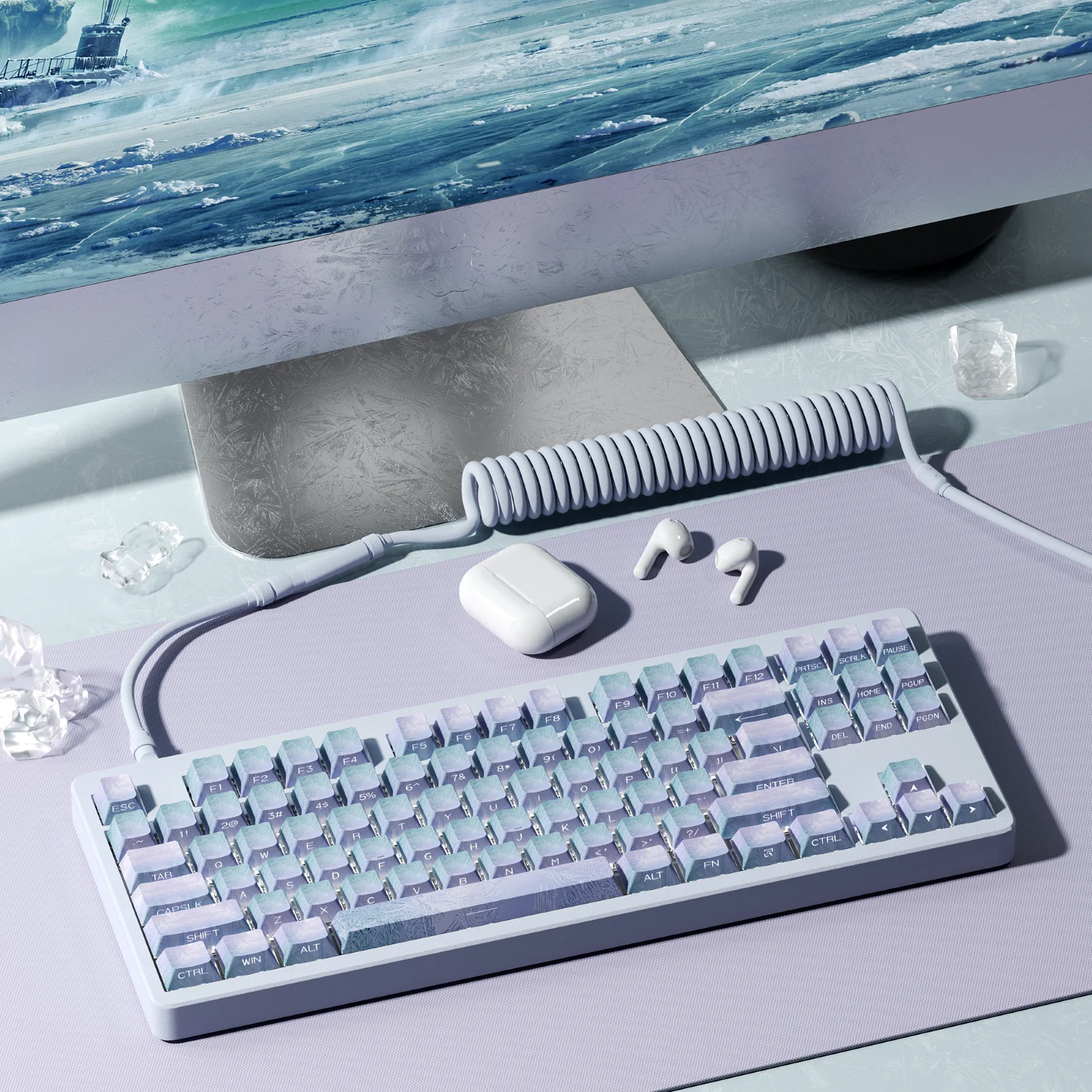 Teclas XVX Shine Through con estampado lateral, teclas con gradiente de Color de perfil de cereza, sublimación de tinte de doble disparo, teclas PBT de 135 teclas - imagen 5