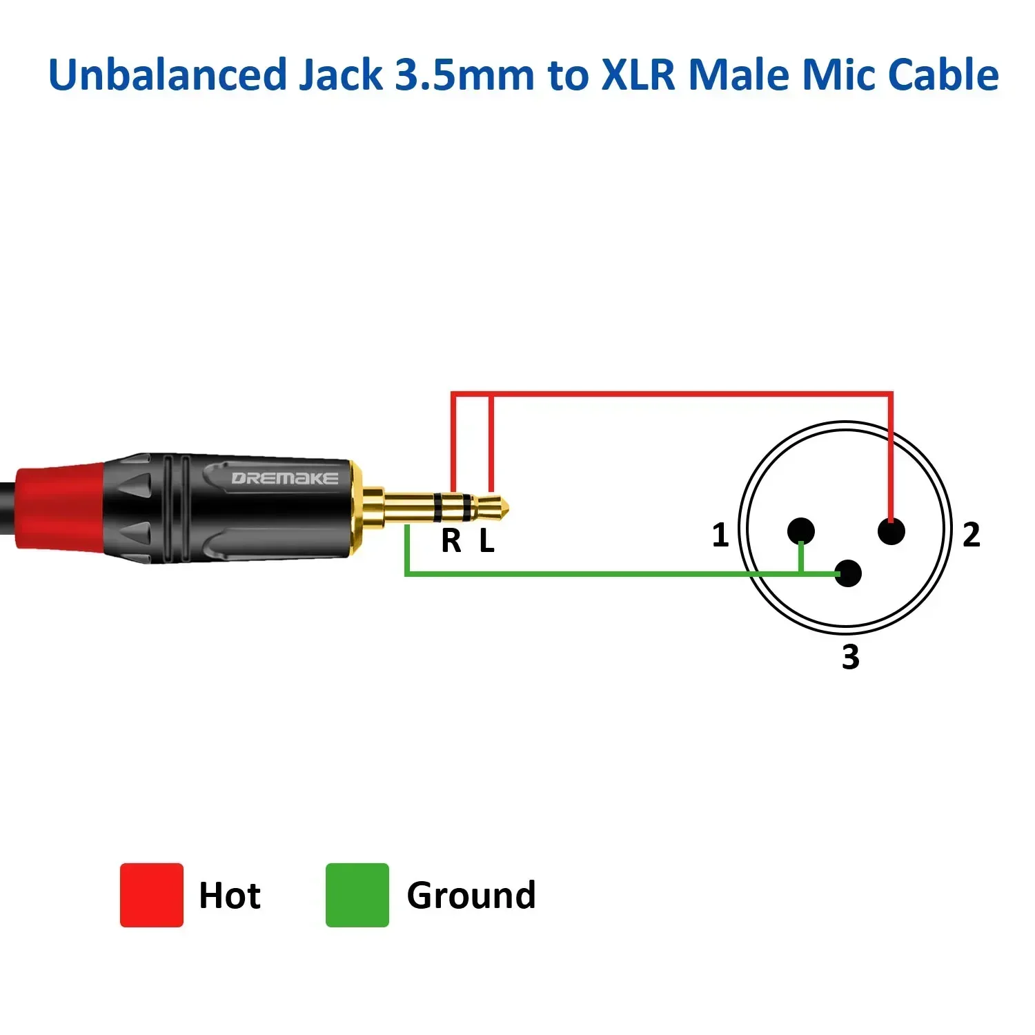 Cable XLR de 3 pines a 3,5mm, Cable de Audio de micrófono macho desequilibrado de 3,5 a XLR para ordenador, cámara SLR, grabación, Cable Canon - imagen 4