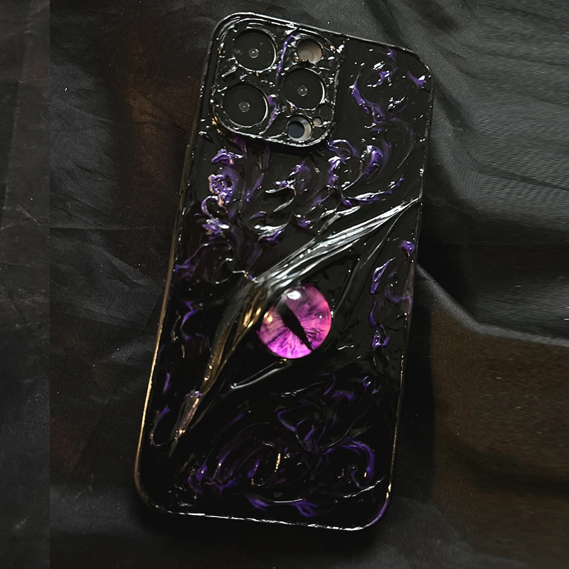 Funda de teléfono de silicona suave con diseño de ojo de demonio fantasma de lujo protección para 16ProMax 14Pro tridimensional realista 1ProMax pareja - imagen 4