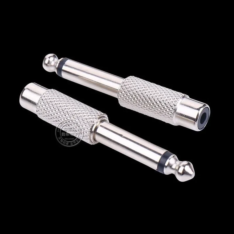 6,35mm giratorio RCA Lotus cabeza hembra 6,5 enchufe Sophomore corazón a AV adaptador hembra transmisión de señal de Audio transferencia de Metal