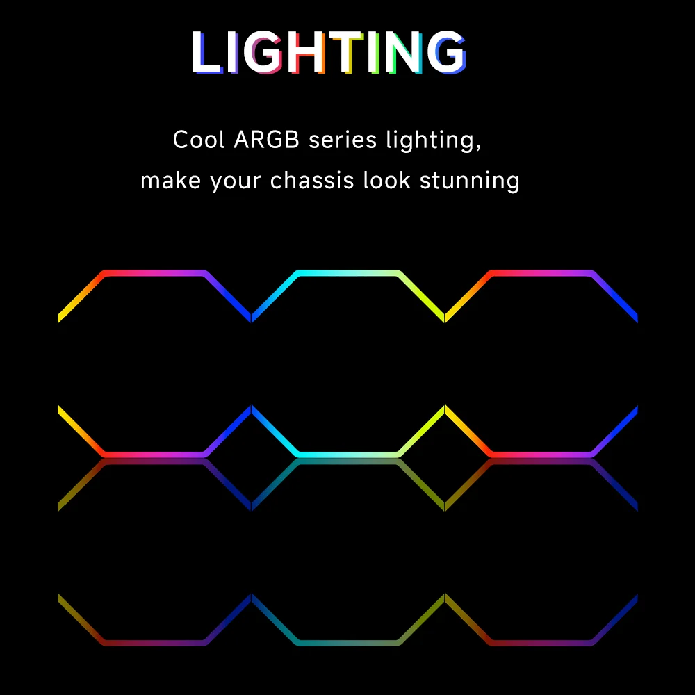 Luces corrientes que fluyen del prisma XH de la galaxia del leopardo de la selva ‌   Ventilador con cubierta de PC, ventilador de empalme, ventilador de chasis ARGB, ventilador de refrigeración de 12CM, 5V3 pines PWM - imagen 4