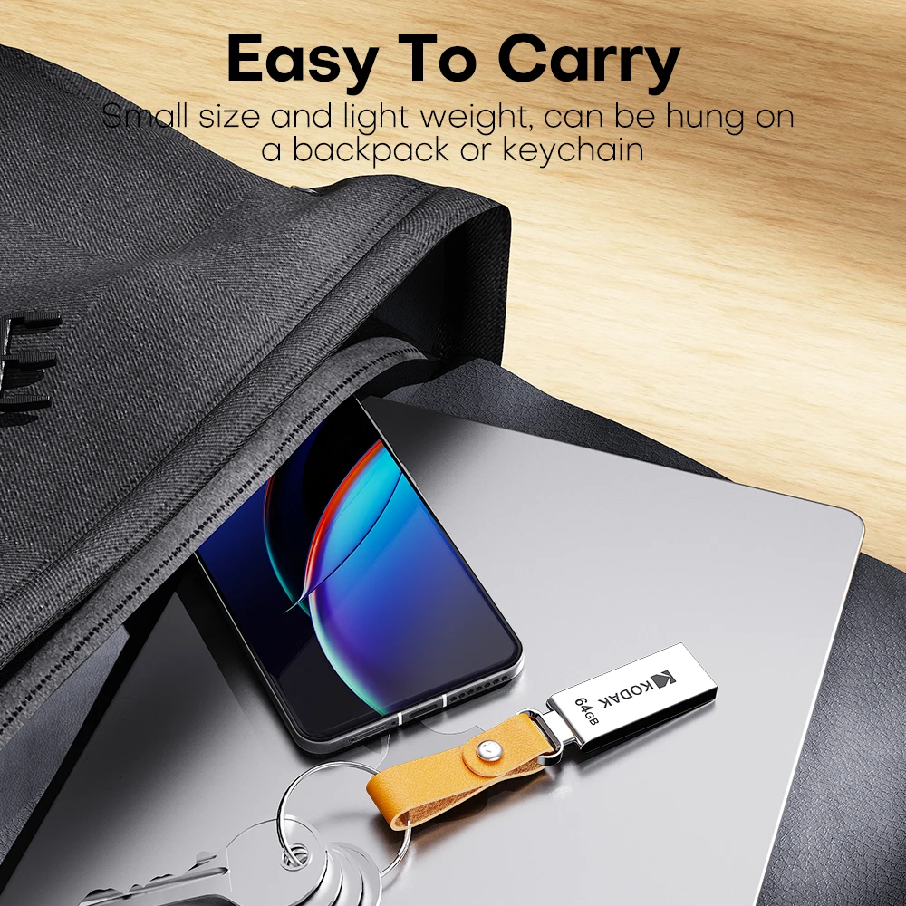 Unidad flash USB 2.0 de metal KODAK K122: disco U de alta velocidad en tamaños de 32 GB, 64 GB, 128 GB para equipos de fotografía y vídeo - imagen 3