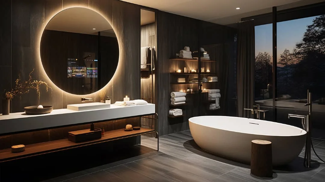 Espejo moderno sin marco, redondo, reproducción de música y vídeo, Wifi, cámara HD, mágico inteligente, Android, TV, espejo LED para baño