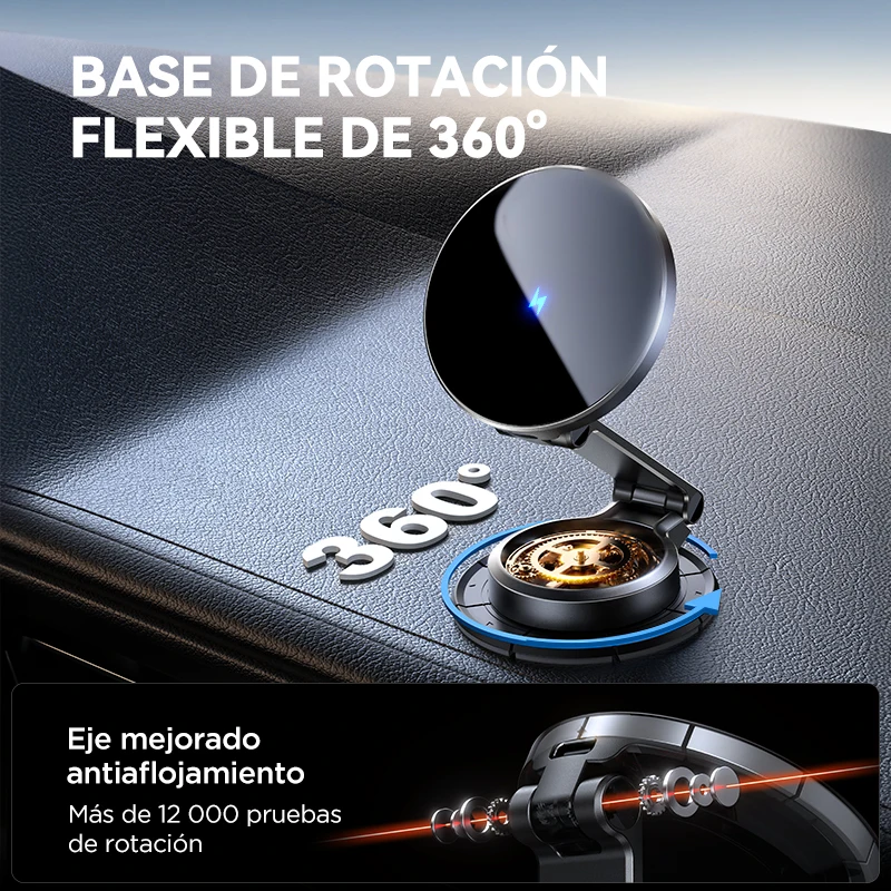 Joyroom Soporte magnético para automóvil N55 Imán fuerte 15W Carga inalámbrica 360 ° Soporte para teléfono plegable con rotación, cargador rápido para coche JR-ZS408 - imagen 3