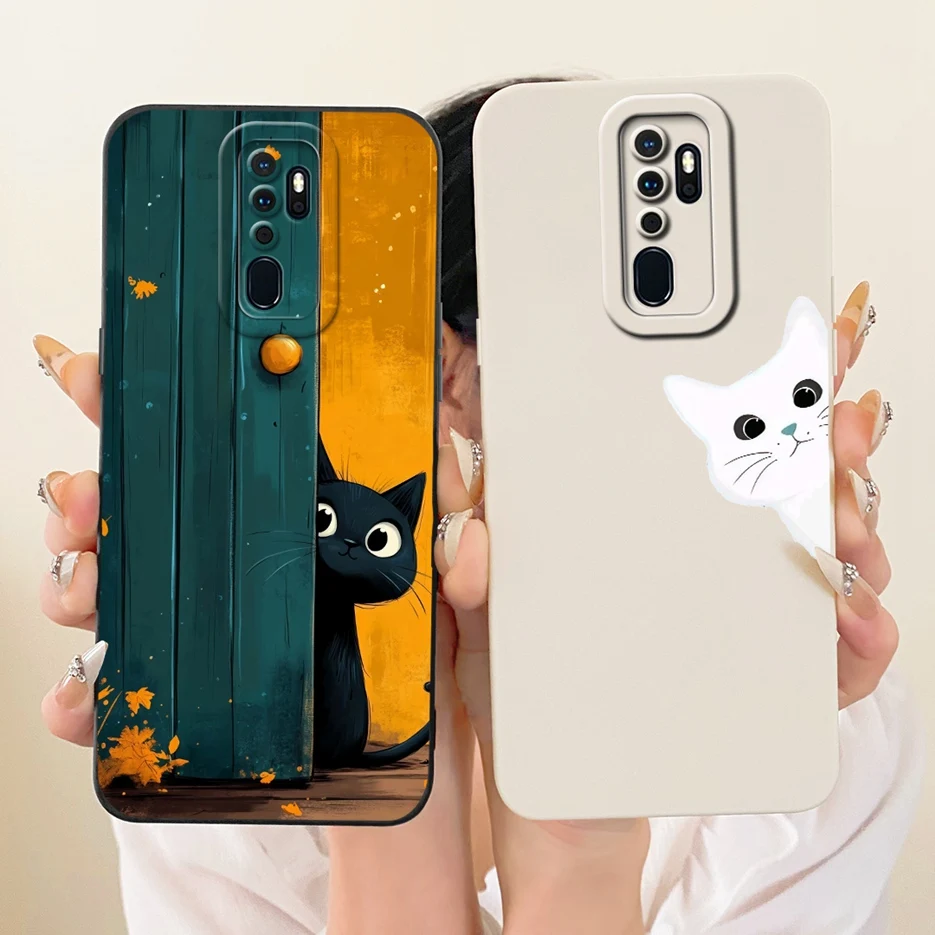 Para Oppo A9 2020 funda Oppo A11x lindo gato cubierta de dibujos animados suave TPU mate fundas de teléfono para Oppo A5 2020 A92020 OppoA11x Fundas parachoques - imagen 5