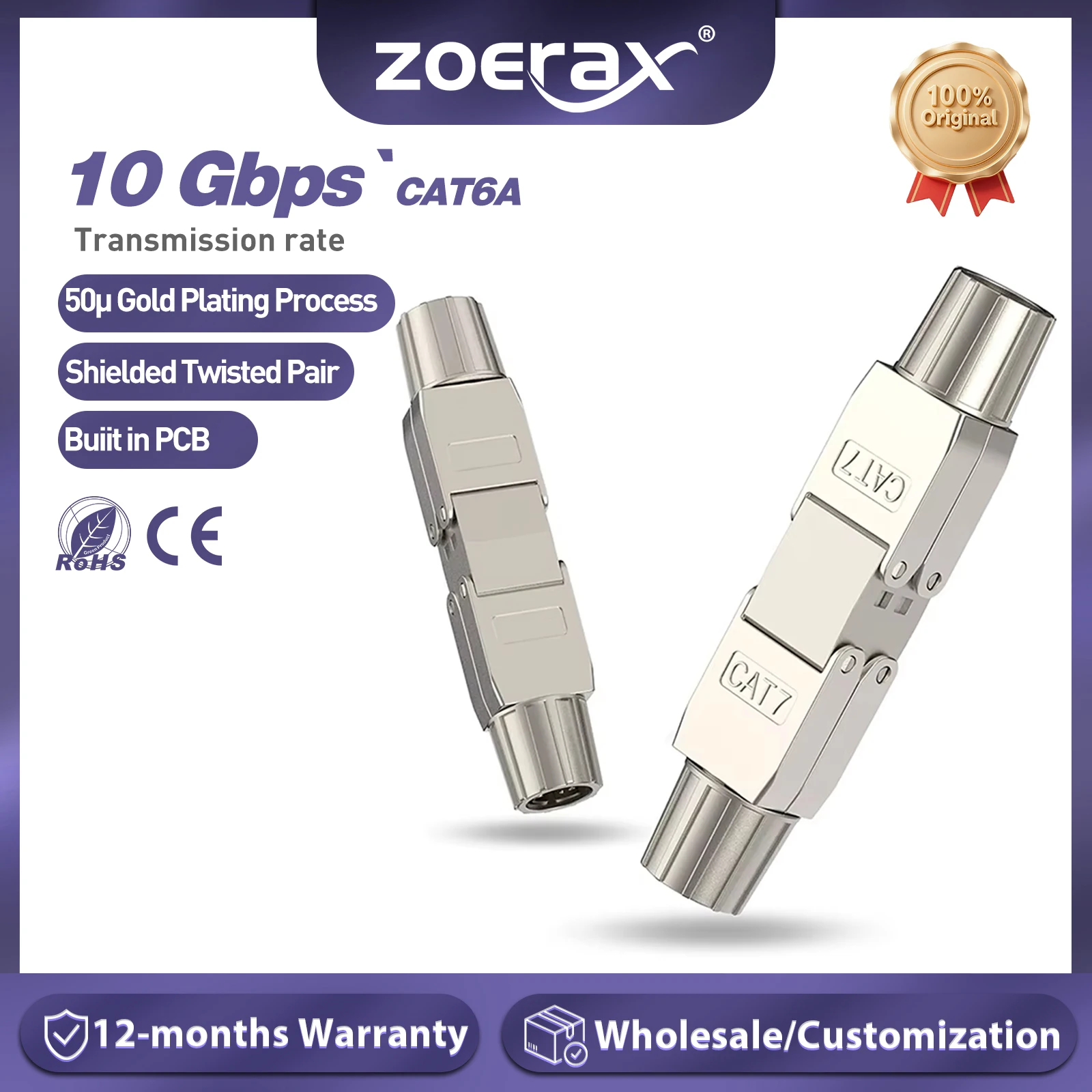 ZoeRax LSA Conector RJ45 Cat7/6A blindado sin herramientas Ethernet - imagen 4