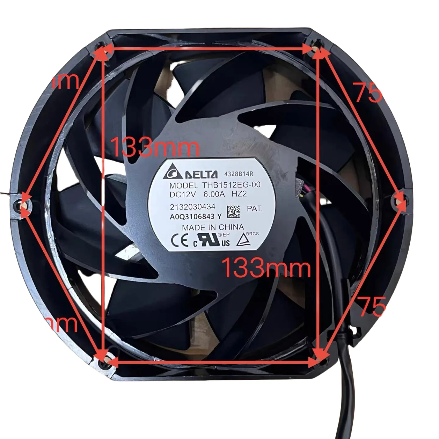 para ventilador Turbo Delta THB1512EG-00 12V 6A - 172x150x51mm, ventilador centrífugo de alta velocidad, rodamiento de bolas doble - imagen 5