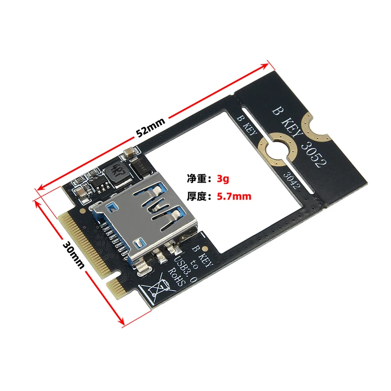 Placa adaptadora M.2 B-KEY toT Dual TF, llave M.2 B, tarjeta de red WWAN 4G a USB3.0 tipo C, tarjeta de expansión de 5Gbps para 3042 3052 - imagen 2