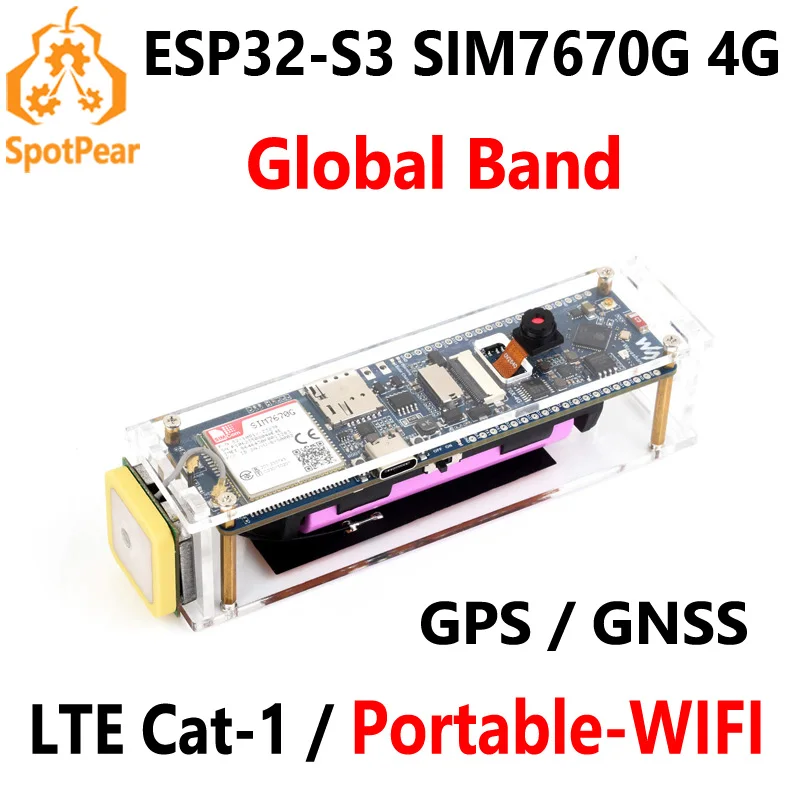 Placa de desarrollo ESP32-S3 SIM7670G 4G con cámara LTE Cat-1 / 4G / GNSS / GPS banda Global portátil WiFi Bluetooth