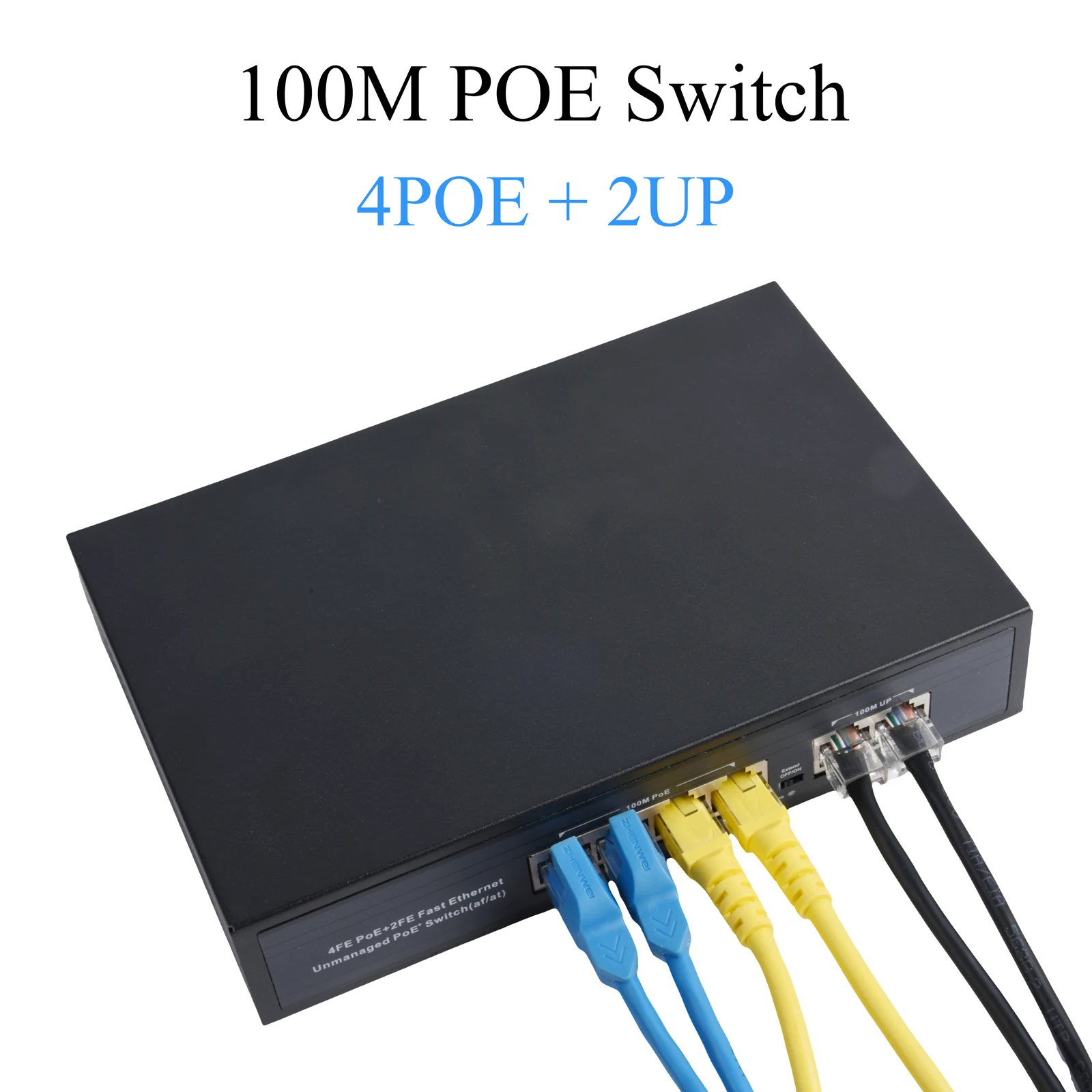 1 Uds. Conmutador POE estándar de 10/100Mbps 4 puertos + 2 puertos de enlace ascendente interruptor Ethernet protección contra rayos para cámara IP AP inalámbrico negro