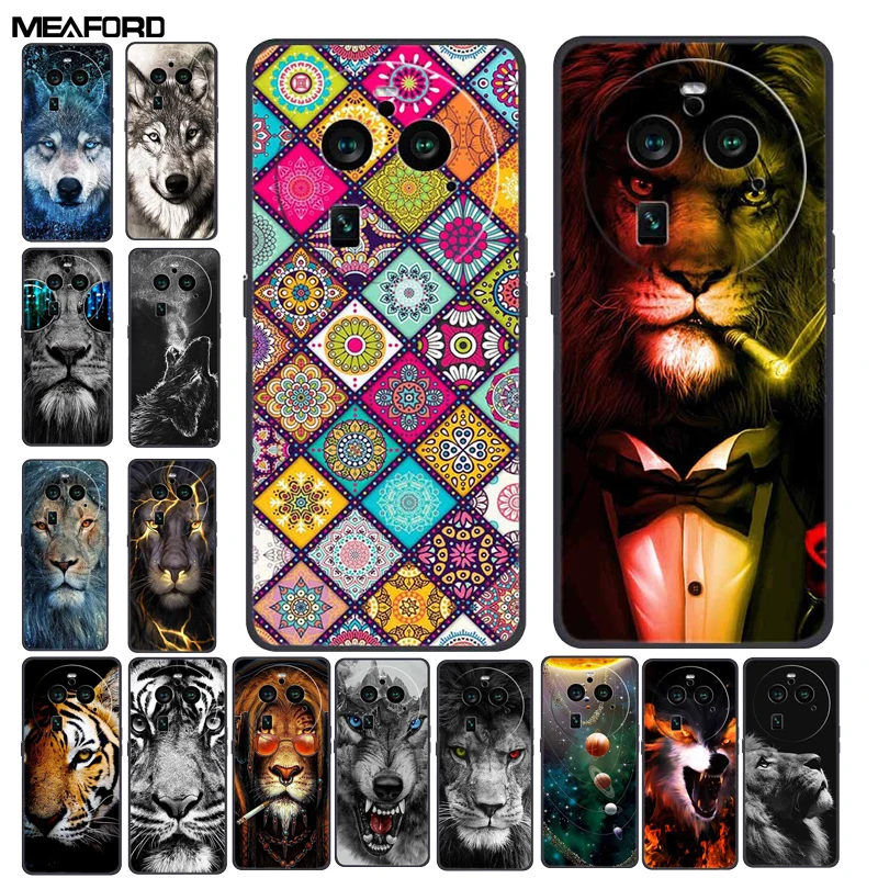 Para OPPO Find X6 X6Pro 5G fundas suaves de silicona TPU lobo León fundas para OPPO Find X6 5G fundas de teléfono gato dibujos animados Coque parachoques