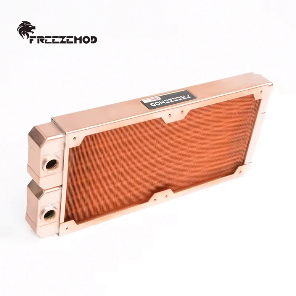 Radiador FREEZEMOD de cobre rojo de 240mm para ventiladores de 12CM, espesor de rosca G1/4 pulgadas, 24mm, disipador de calor para PC, TSRP-ZT-240TG de refrigeración por agua - imagen 3
