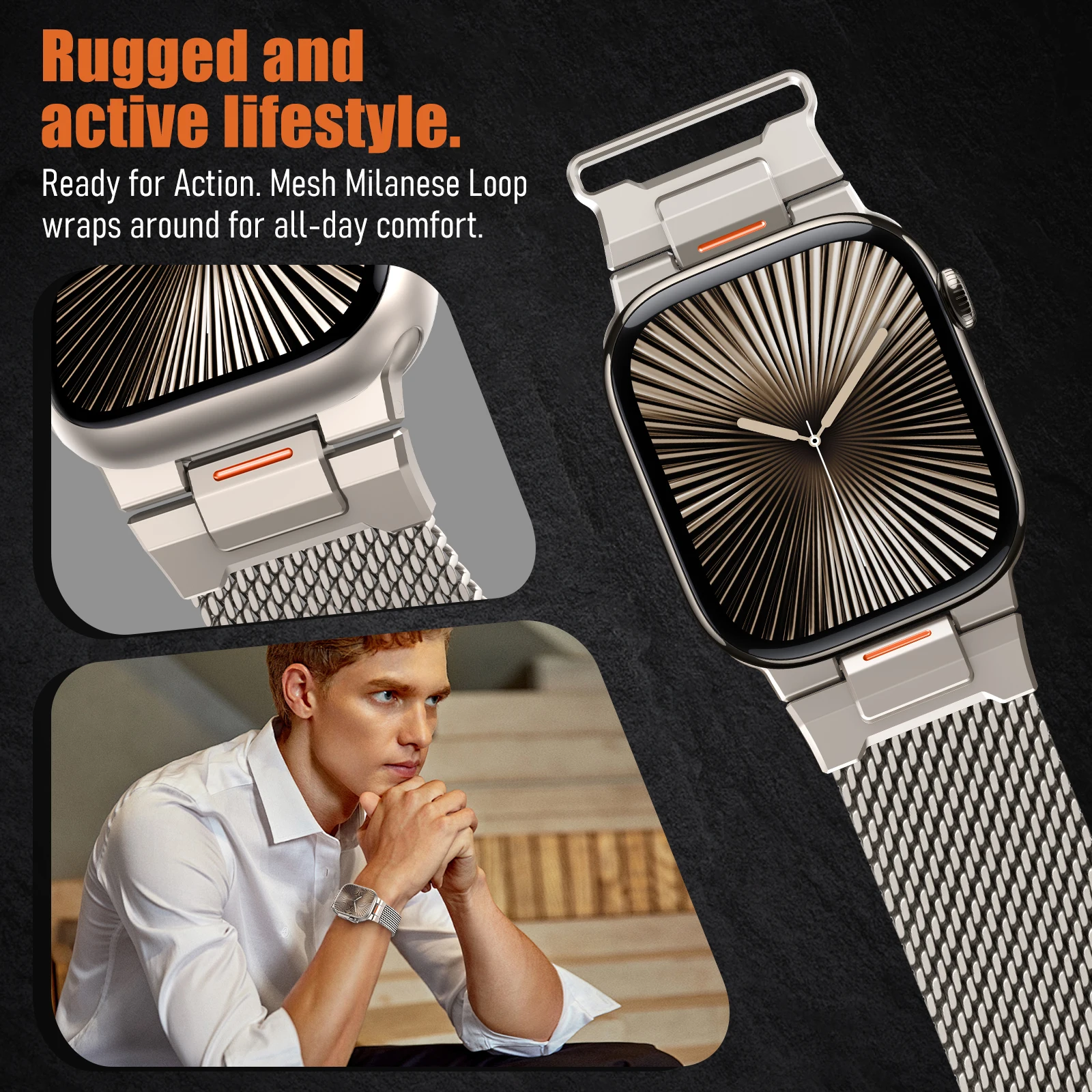 Correa de Metal para Apple watch Ultra2 3 bandas 49mm 46mm 44mm 41mm 45mm 42mm 40mm pulsera Milanese Loop iWatch Series 11 10 9 8 7 se - imagen 4