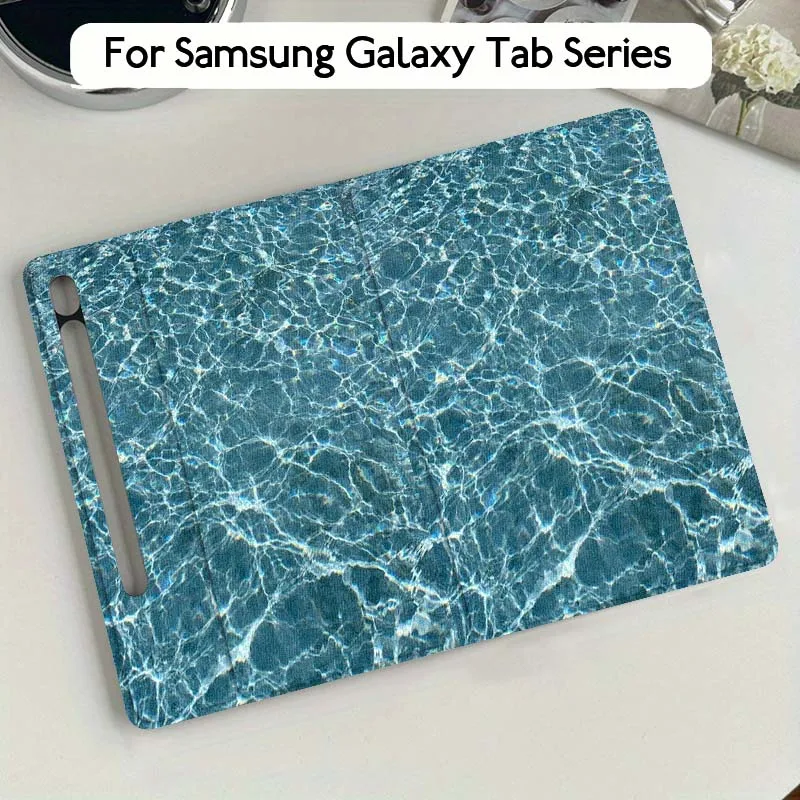 Ondulaciones de olas oceánicas azules para Samsung Galaxy Tab S7 S8 S9 S10 11 12,4 13,1 FE Plus Lite pulgadas funda para tableta - imagen 2