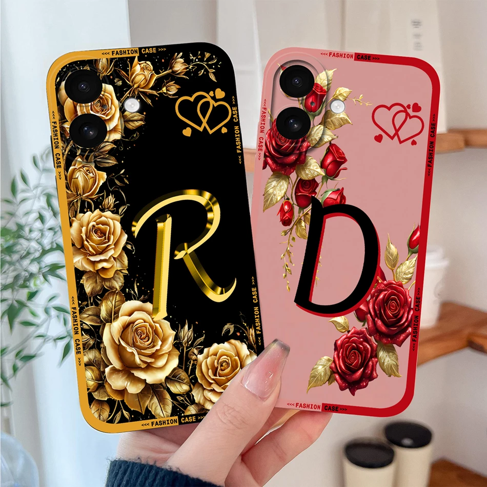 Para iPhone 17 Pro Max 17 Air funda de teléfono flores nombre letras funda de alta calidad para iPhone17 carcasa de silicona suave a prueba de golpes