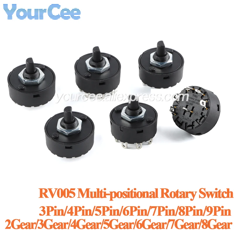 2 uds/1 pieza interruptor de perilla de banda de aparato eléctrico rotatorio multiposicional calentador interruptor de engranaje giratorio de licuadora 2 3 4 5 6 7 8 10 pines