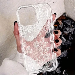 Funda transparente de silicona para iPhone con diseño de encaje