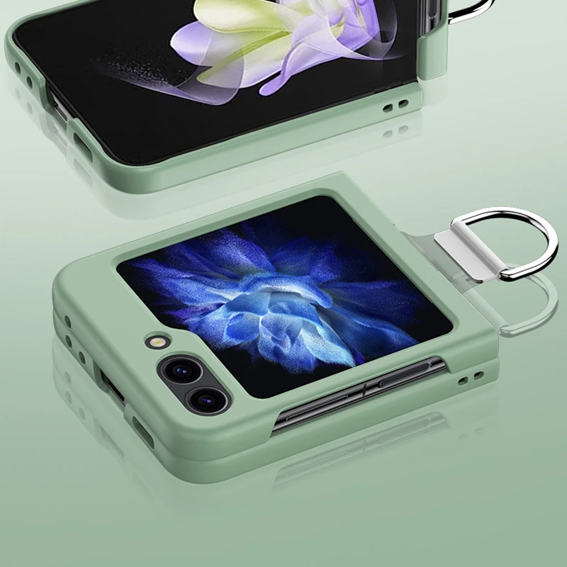 Funda de teléfono con cordón de seda y soporte de anillo plegable de moda de lujo para Samsung Galaxy Z Flip 5 4 3 Flip5 cubierta acrílica dura a prueba de golpes - imagen 4