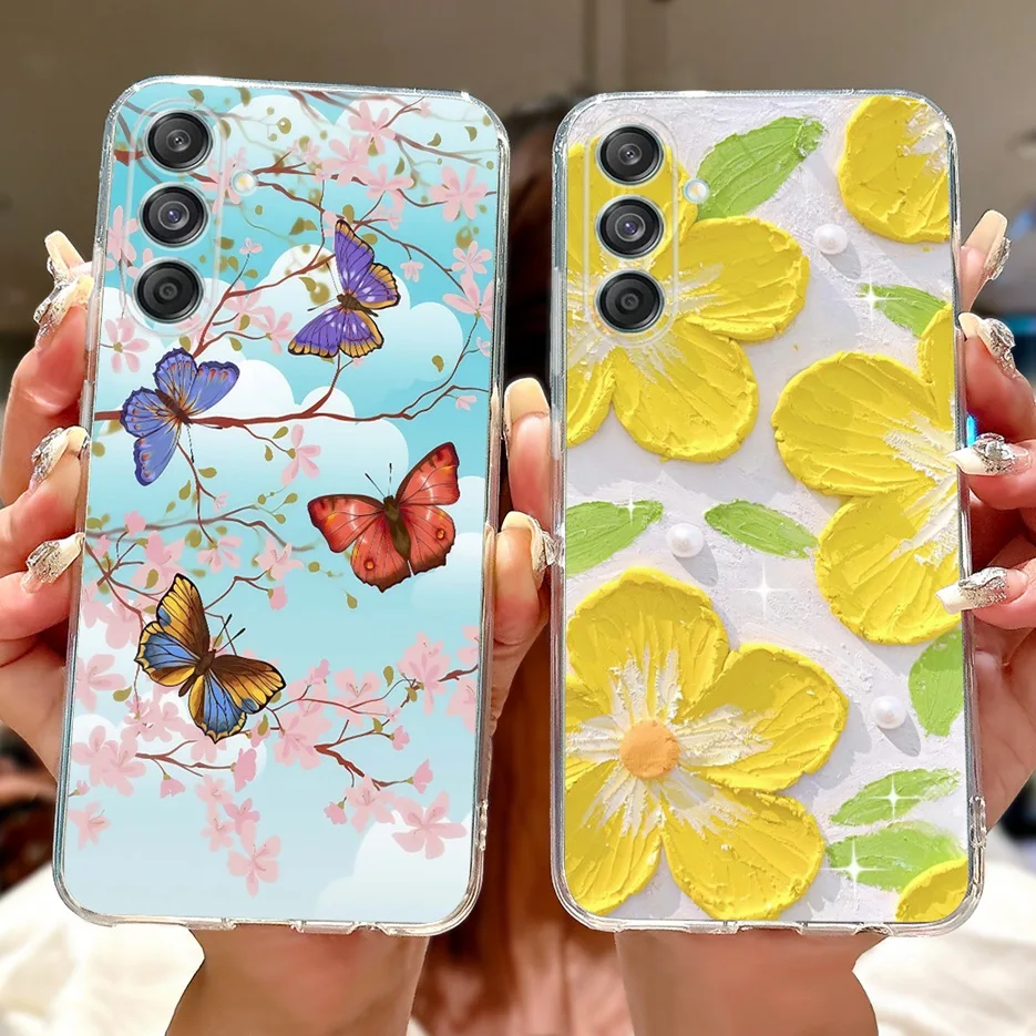 Para Samsung Galaxy M55 5G funda SM-M556B cubierta pintada de flores coloridas funda de teléfono delgada suave para Samsung M55 M 15 Galaxy M15 Shell - imagen 5