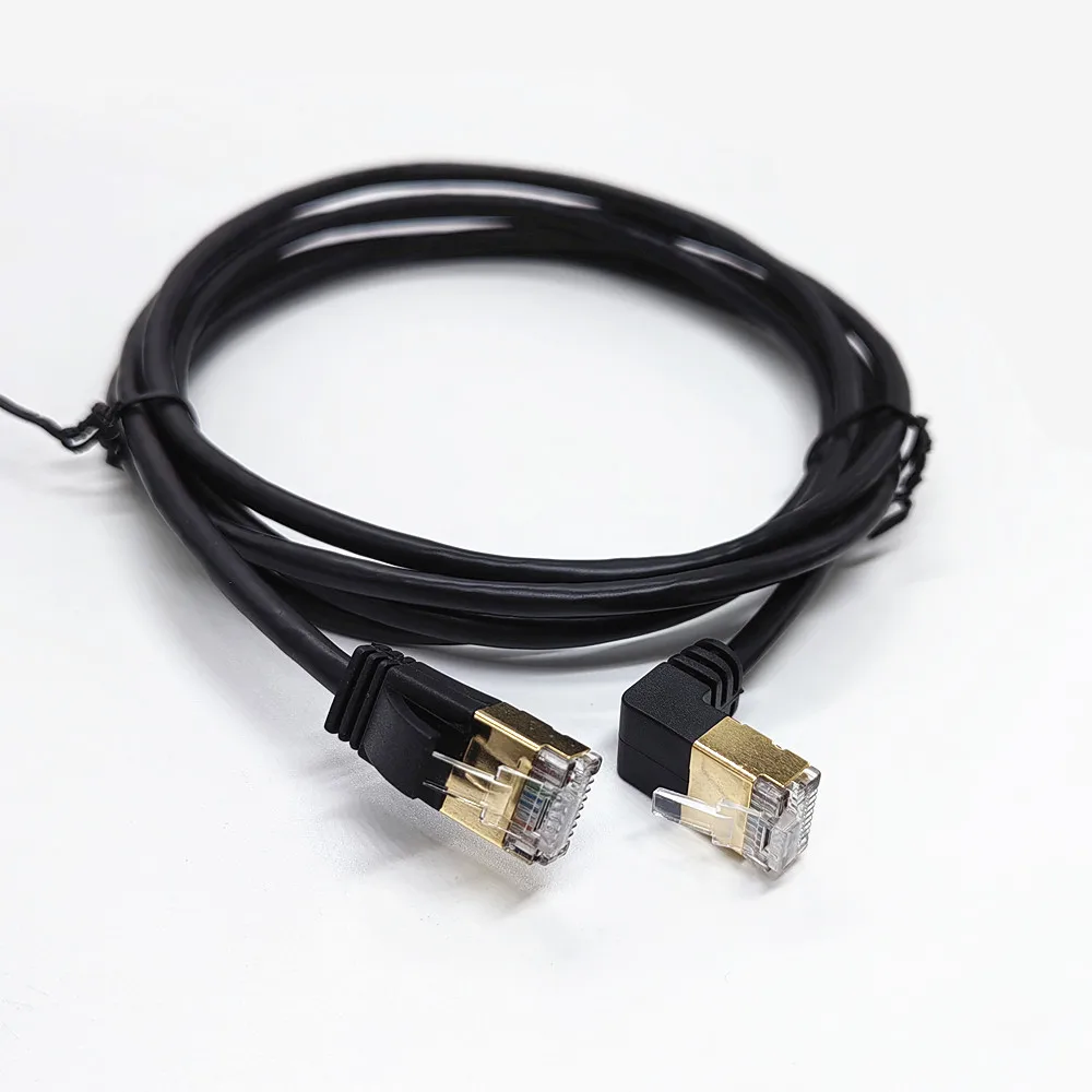 Cable Ethernet Cat7 ultradelgado RJ45 Cable de red UTP de ángulo recto Cable de conexión Cables Lan Cat6a de 90 grados para enrutador de ordenador portátil caja de TV