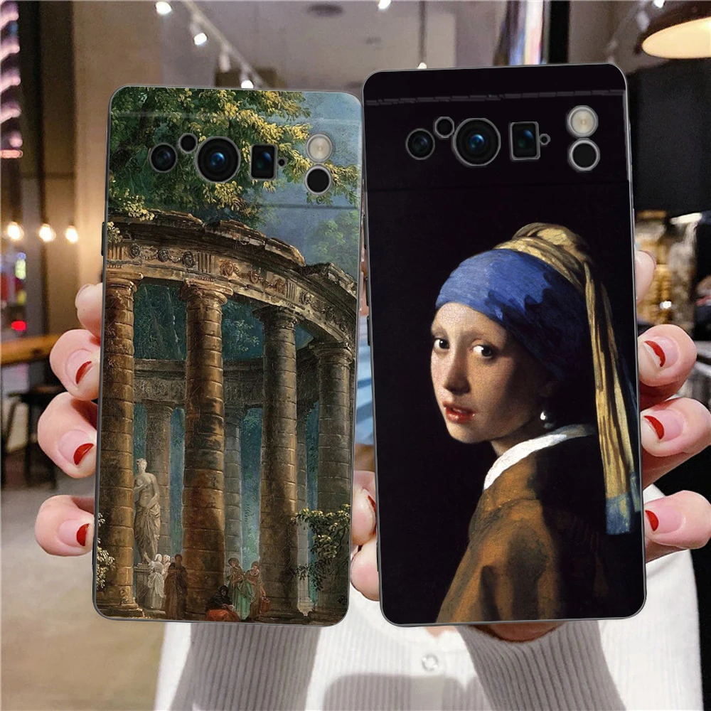 Pintura de arte renacentista para Google Pixel 8 7 6 Pro 6A 5G, funda de teléfono negra, funda trasera suave a prueba de golpes, carcasa de silicona TPU - imagen 2