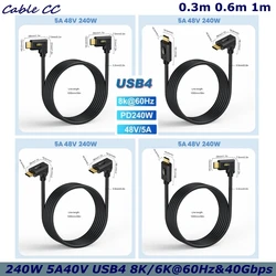 Cable USB-C Thunderbolt 3 240W 40Gbps 8K 60Hz Conector Angulo Recto