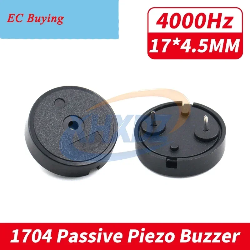 10 Uds 1704 4000Hz zumbador pasivo con Pin plano piezoeléctrico 17MM 17*4,5 MM 17x4,5mm 30V bajo consumo de energía electrónico DIY