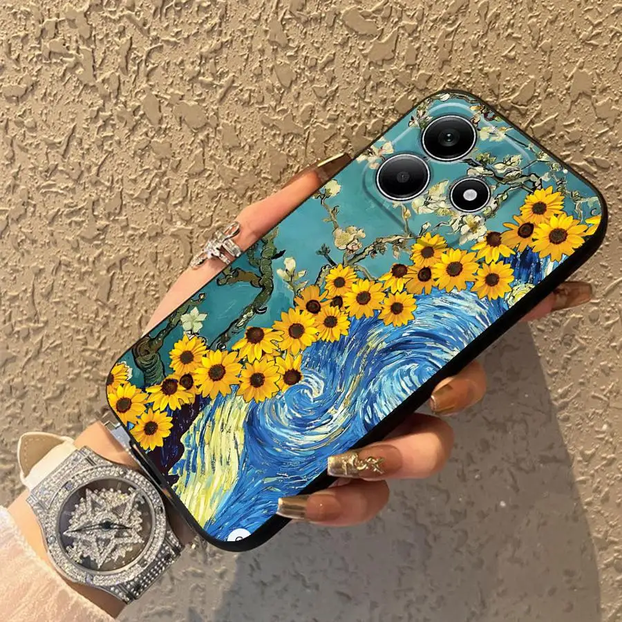 Funda para Xiaomi Redmi Note 11s 10S 9 10 11 12 Pro 13 14 Pro Plus 7 8 12s 9S funda negra suave para teléfono Van Gogh girasoles - imagen 4