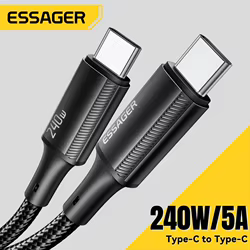 Essager-Cable USB tipo C de 240W, cargador de carga rápida 5A, para iPhone 15, Macbook, Huawei, Samsung Galaxy S24 PD