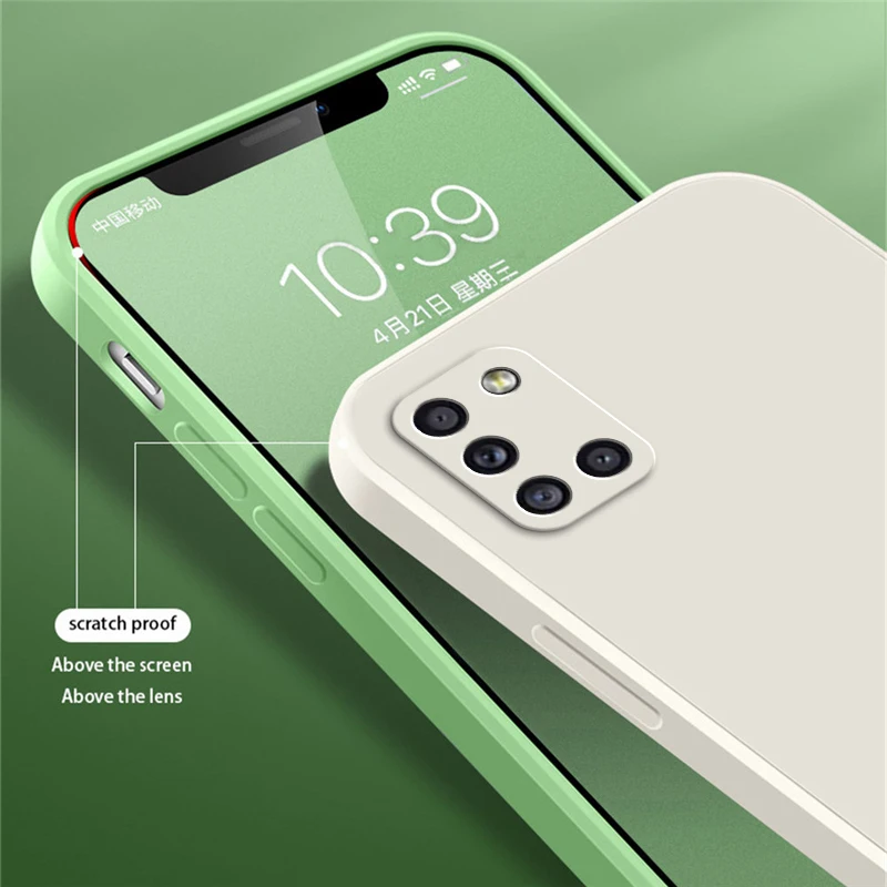 Luxury Square Liquid Mobile Phone Case for Samsung Galaxy A21S A31 A41 A51 A71 Soft Silicone 360 Protective Shockproof Bag Cover - imagen 5