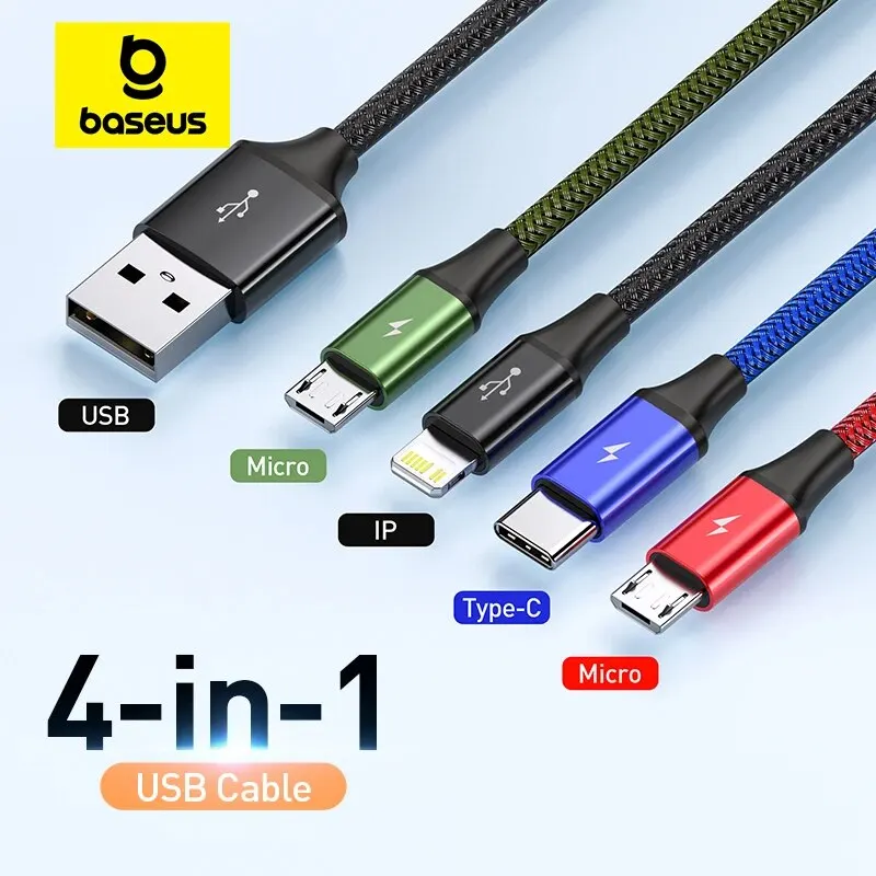 Cable Baseus 3 en 1 USB Tipo C Cable para Samsung S20 Xiaomi Mi 9 Cable para iPhone 12X11 Pro Max Huawei Cargador Cable