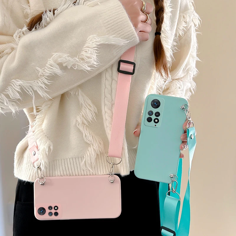 Funda de silicona con cordón para Xiaomi Redmi Note 10 Pro, carcasa con collar cruzado para Xiaomi Redmi Note 10S 9S 8 Pro 8T 10A 10C 9A 9C