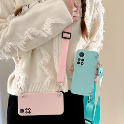 Funda de silicona con cordón para Xiaomi Redmi Note 10 Pro, carcasa con collar cruzado para Xiaomi Redmi Note 10S 9S 8 Pro 8T 10A 10C 9A 9C