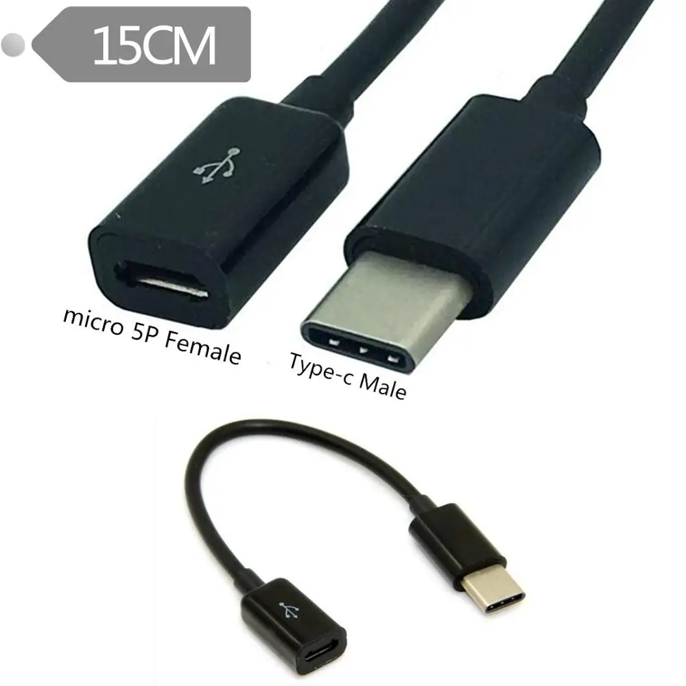 Cable de datos USB 3,1 negro/blanco tipo C macho a Micro5pin hembra Cable de conversión de datos de teléfono transferencia 0,1 M 0,15 M - imagen 2