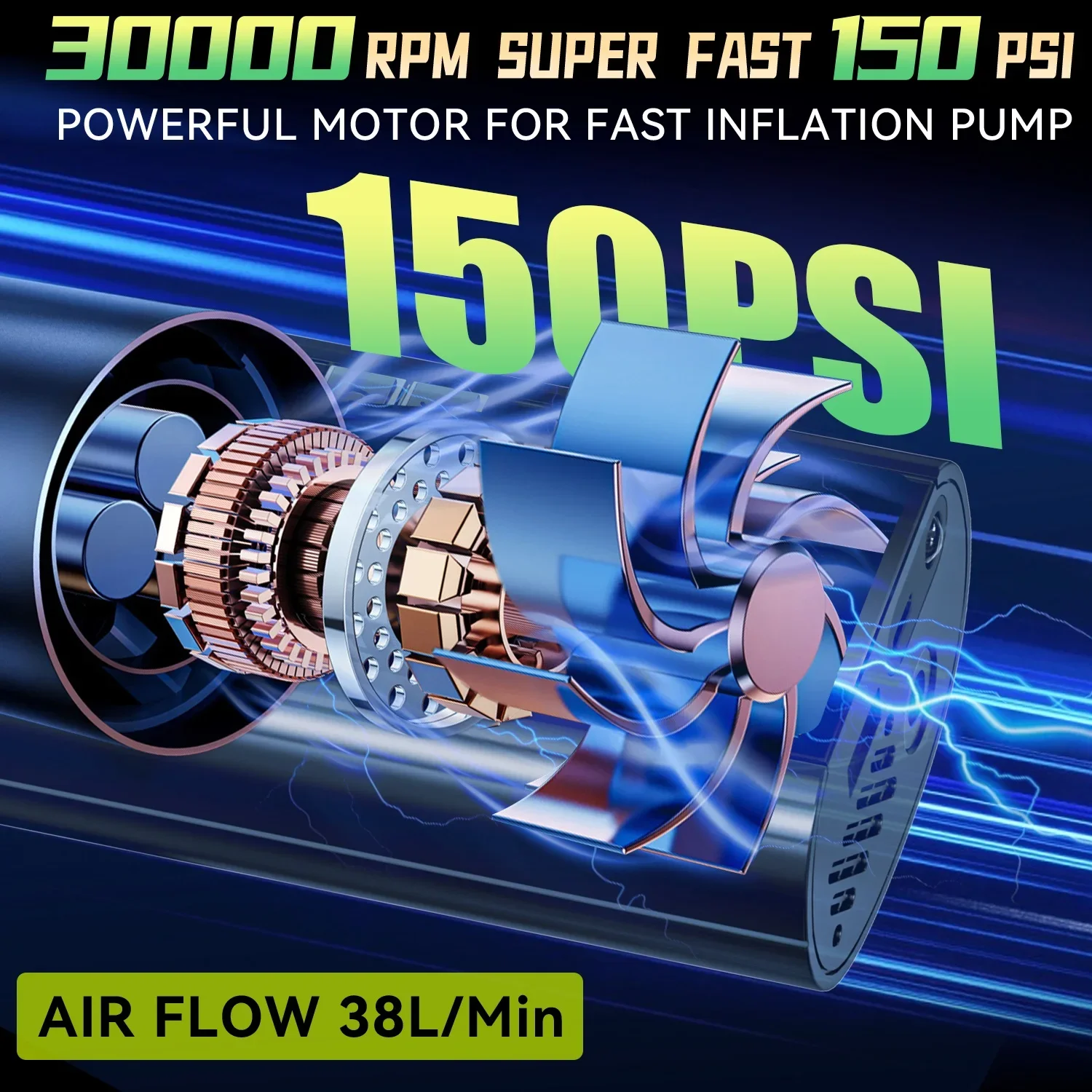 Bomba inflable para coche de 8000mAh, carga portátil, seguridad inteligente con luz de señal SOS para coche, motocicleta, coche eléctrico, bicicleta - imagen 5