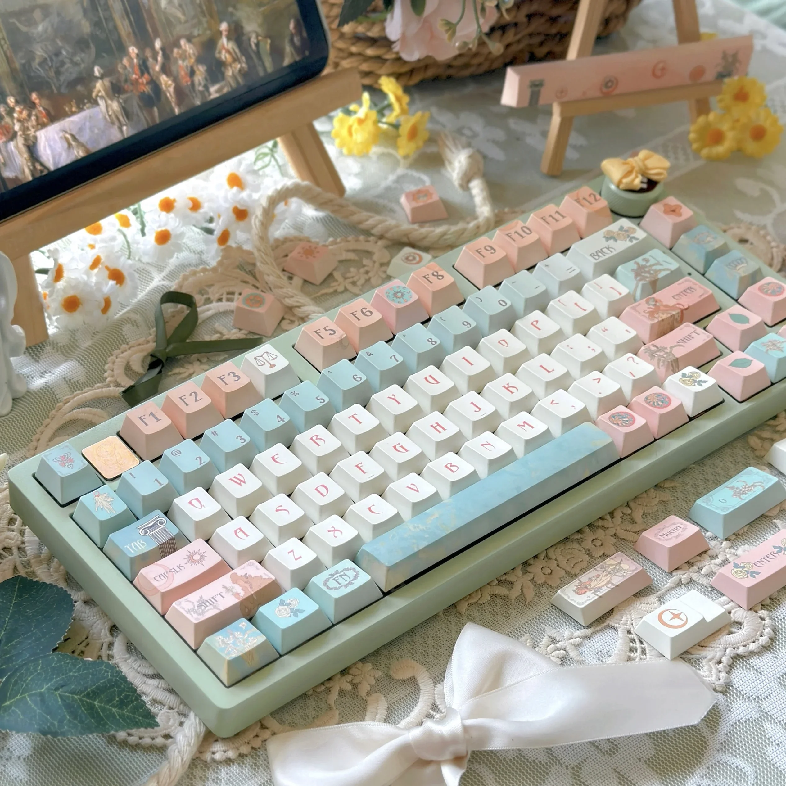 131-Key Mucha Keycaps Theme Cherry Eternal Muse Keycap 132Keys Pbt 2.25/2.75U Space Bar Alice Keycap Diy Set - imagen 2