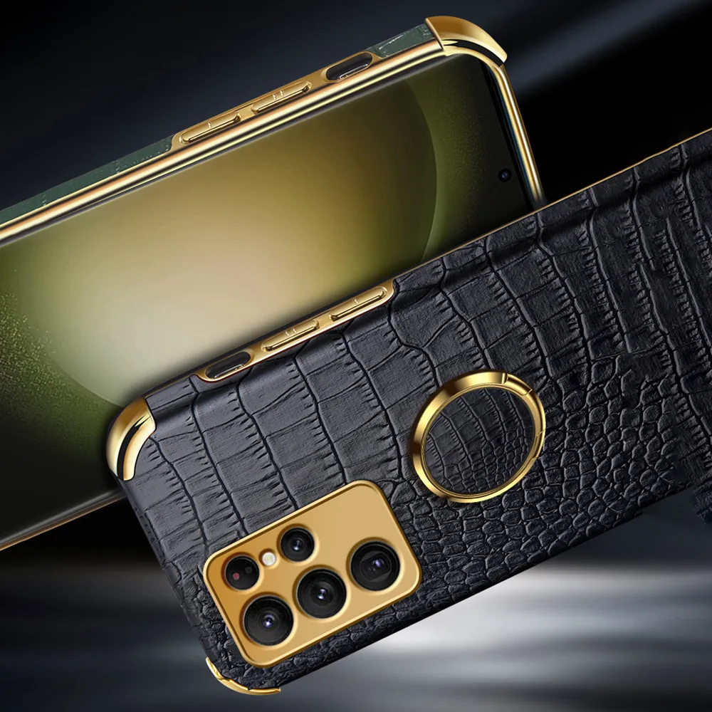 Funda de cuero con anillo magnético para Samsung S23 Ultra, cubierta suave a prueba de golpes para cámara Samsung Galaxy S23 Plus S 23 - imagen 4