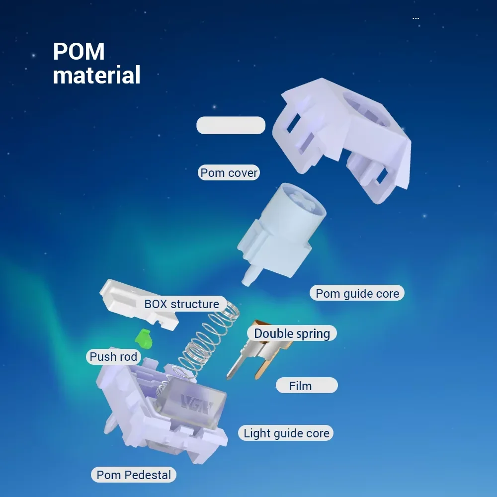 Kailh BOX Aurora ICE Cream Pro interruptor Teclado mecánico interruptores para juegos 5 pines 40g interruptor lineal POM interruptor de resorte de tallo extendido - imagen 4