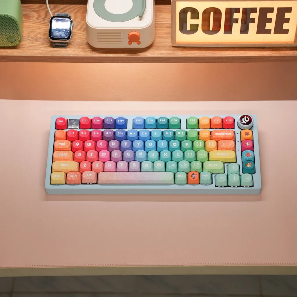 Juego de teclas Rainbow, tapa redonda, perfil MOA, PBT DYE-SUB, 135 teclas para teclado mecánico tipo MX - imagen 5