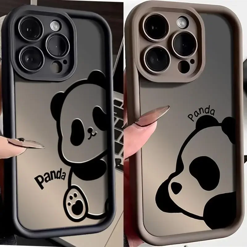 Funda para Samsung Galaxy S25 S24 S23 Ultra Plus A55 A54 A35 5G S20 FE lindo Panda silicona protección de cámara funda trasera de teléfono suave
