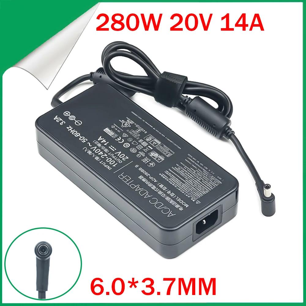 20V 14A 280W 6,0*3,7 MM cargador ADP-280BB B adaptador de ordenador portátil para ASUS PG35V ROG GX551QS GX551QR GX703HS GX703HR GX703HM G732LWS