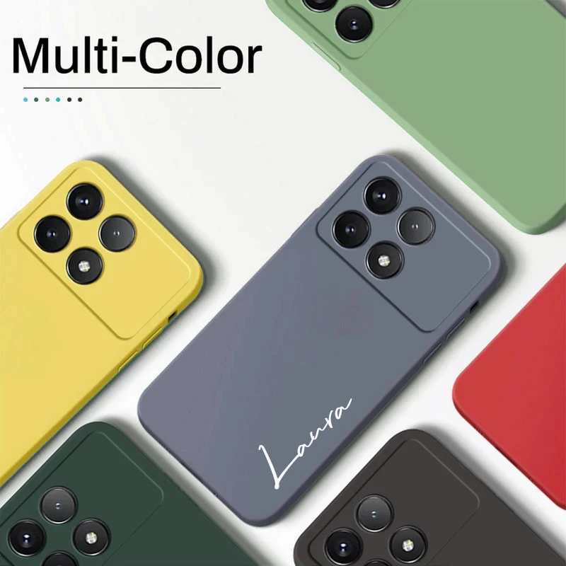 Para Xiaomi poco X6 X5 X4 X3nfc M6 M4 Pro 4G 5G personalizado nombre iniciales suave silicona líquida a prueba de golpes funda - imagen 3