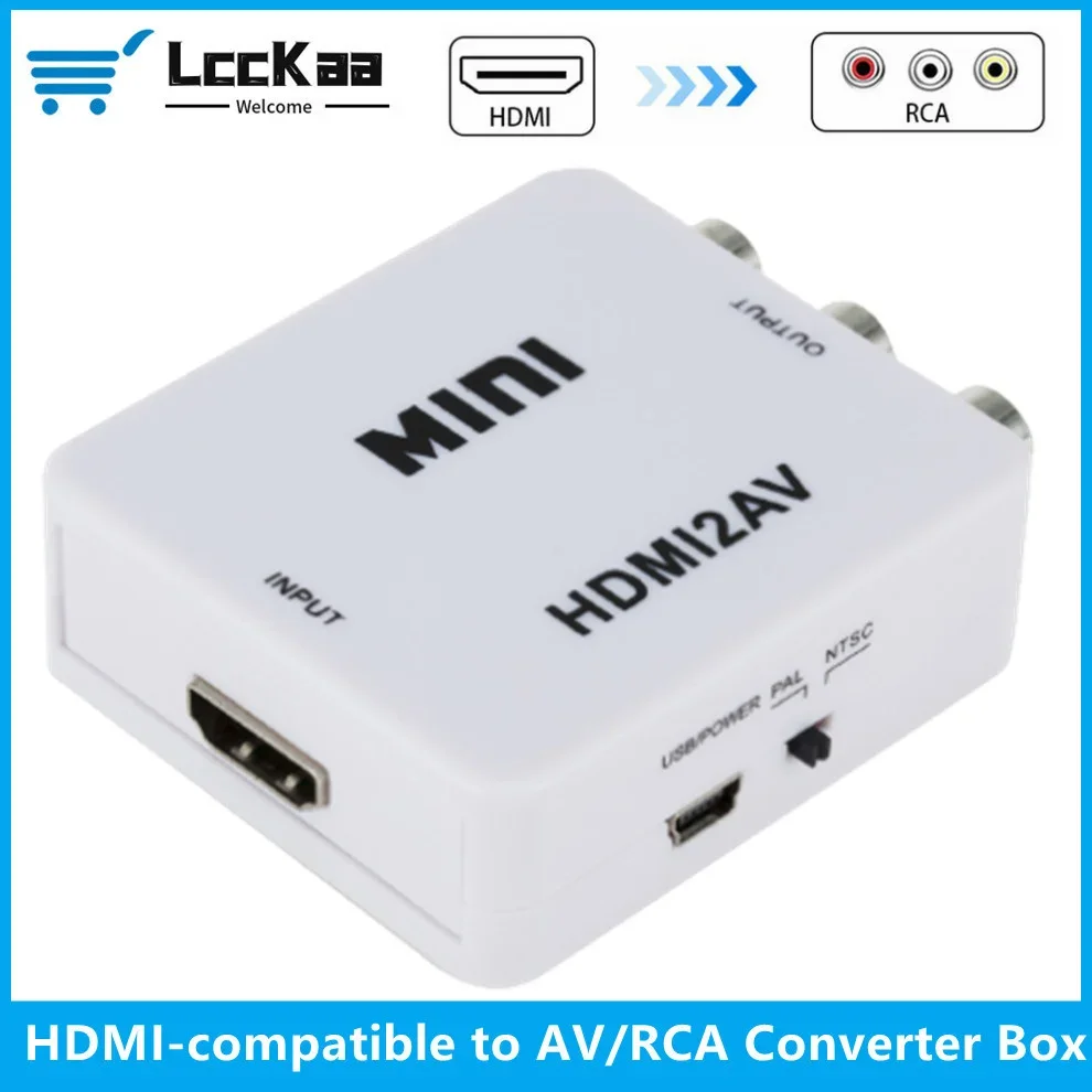 Adaptador HDMI2AV compatible con HDMI, caja convertidora de vídeo HD 1080P, compatible con RCA, AV, CVSB, L/R, NTSC, PAL